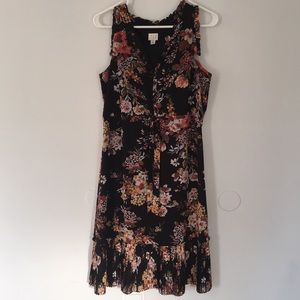 Floral Ruffle Sleeveless Dress